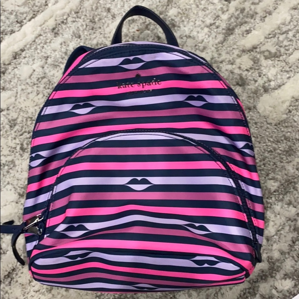 kate spade karissa nylon lip print book bag